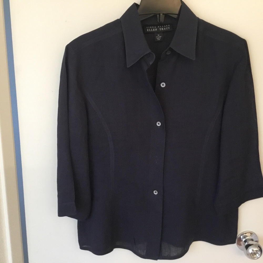 Linen blouse, dark navy